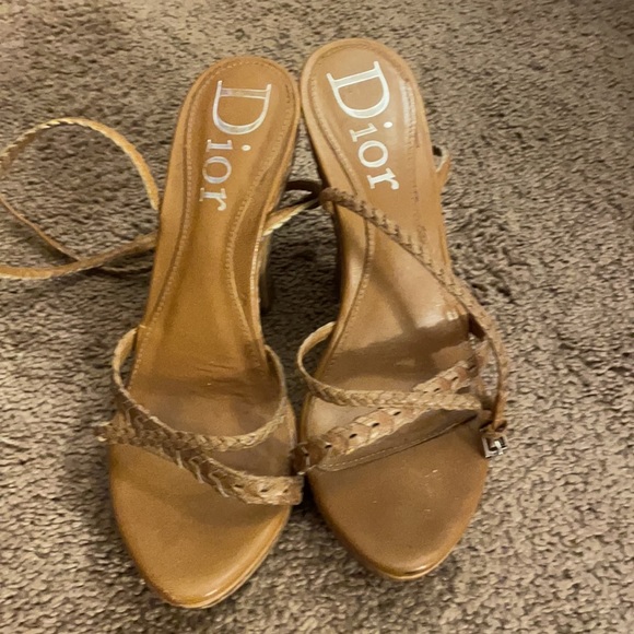 Dior Wooden/Leather Open-Toe Platform Sandals - Picture 5 of 8